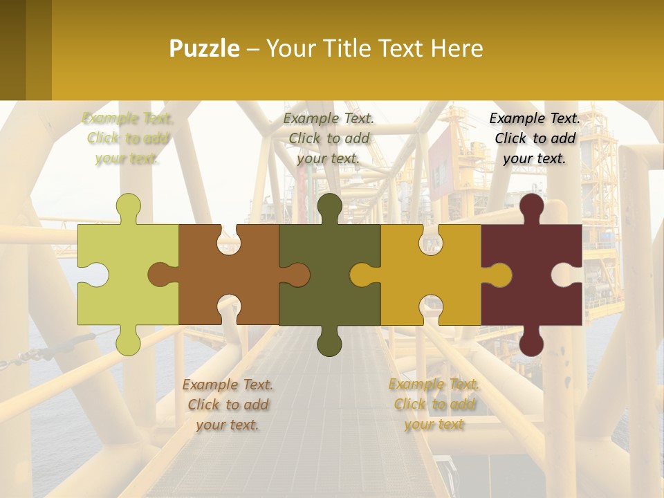 A Man Walking Across A Yellow Bridge Over Water PowerPoint Template