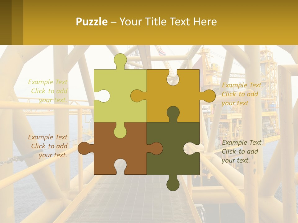 A Man Walking Across A Yellow Bridge Over Water PowerPoint Template