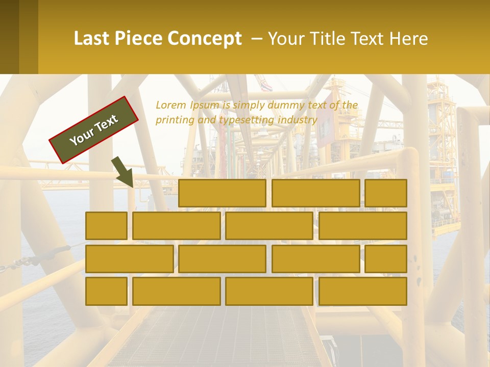 A Man Walking Across A Yellow Bridge Over Water PowerPoint Template