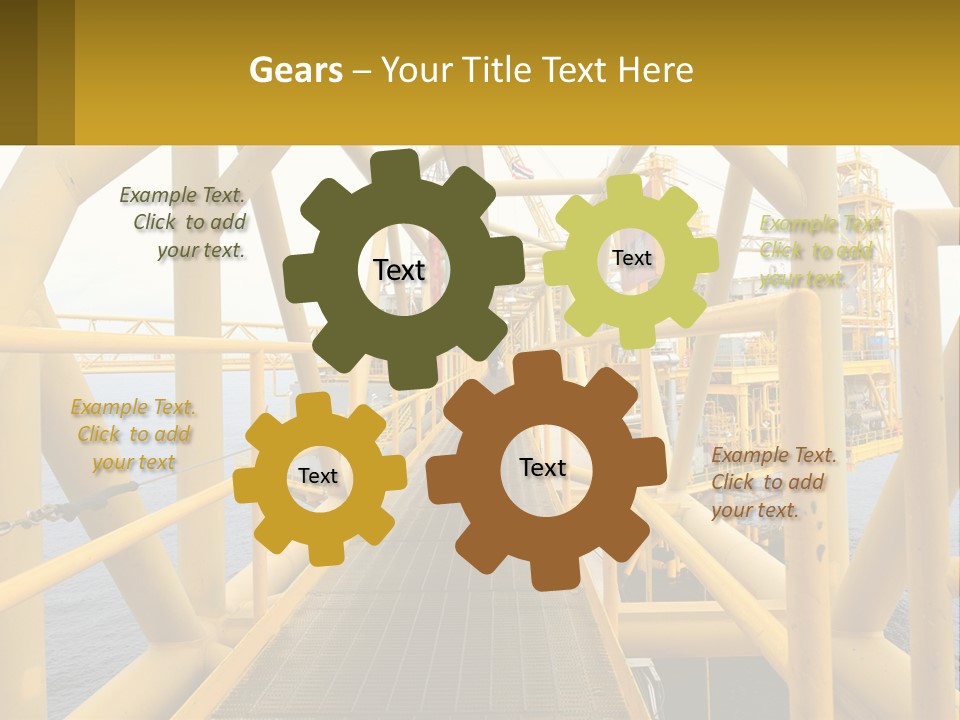 A Man Walking Across A Yellow Bridge Over Water PowerPoint Template