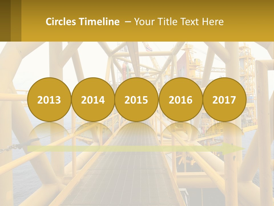 A Man Walking Across A Yellow Bridge Over Water PowerPoint Template