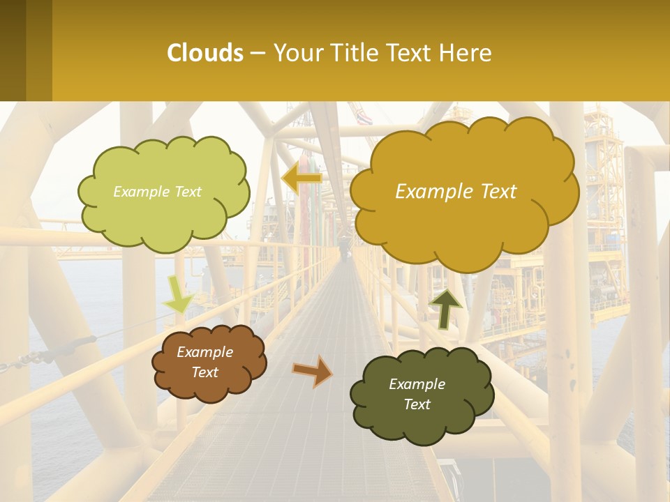 A Man Walking Across A Yellow Bridge Over Water PowerPoint Template