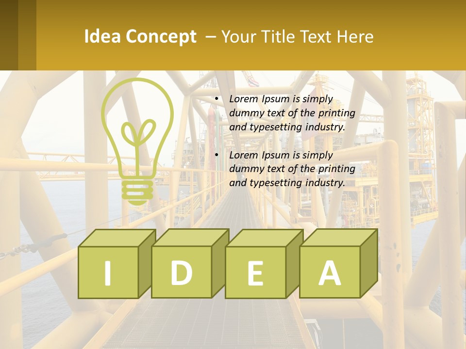 A Man Walking Across A Yellow Bridge Over Water PowerPoint Template