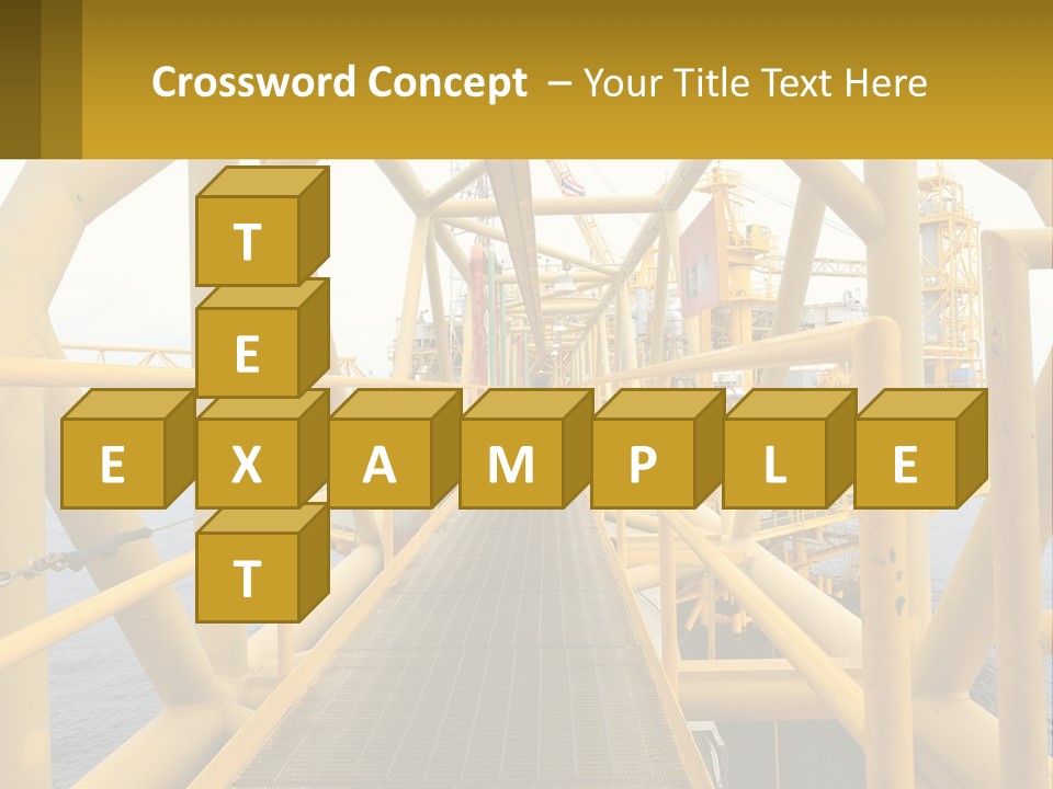 A Man Walking Across A Yellow Bridge Over Water PowerPoint Template