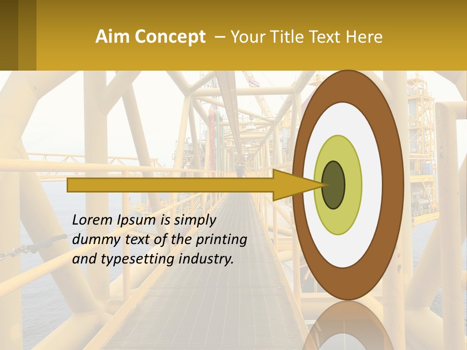 A Man Walking Across A Yellow Bridge Over Water PowerPoint Template