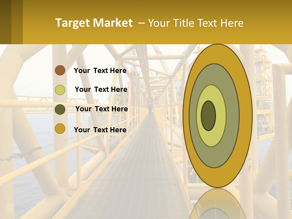 A Man Walking Across A Yellow Bridge Over Water PowerPoint Template