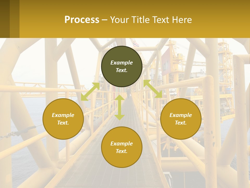 A Man Walking Across A Yellow Bridge Over Water PowerPoint Template