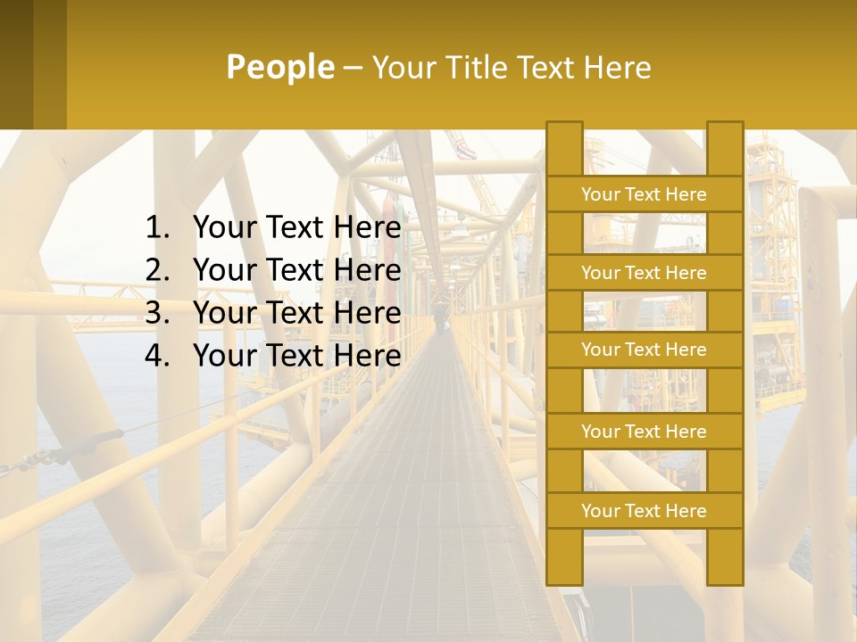 A Man Walking Across A Yellow Bridge Over Water PowerPoint Template