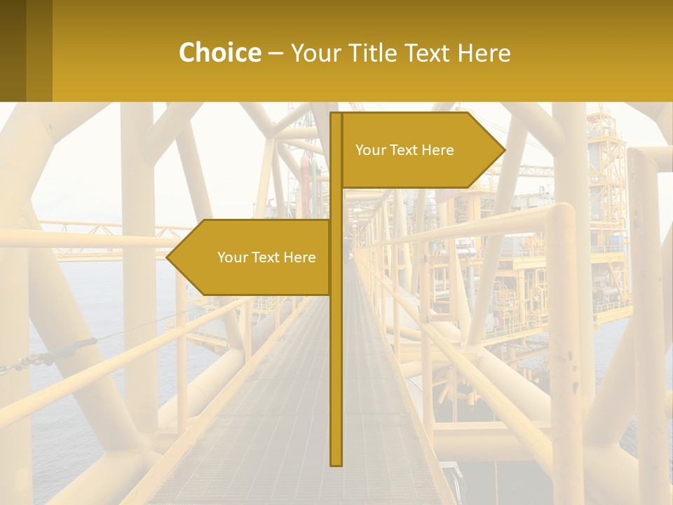 A Man Walking Across A Yellow Bridge Over Water PowerPoint Template