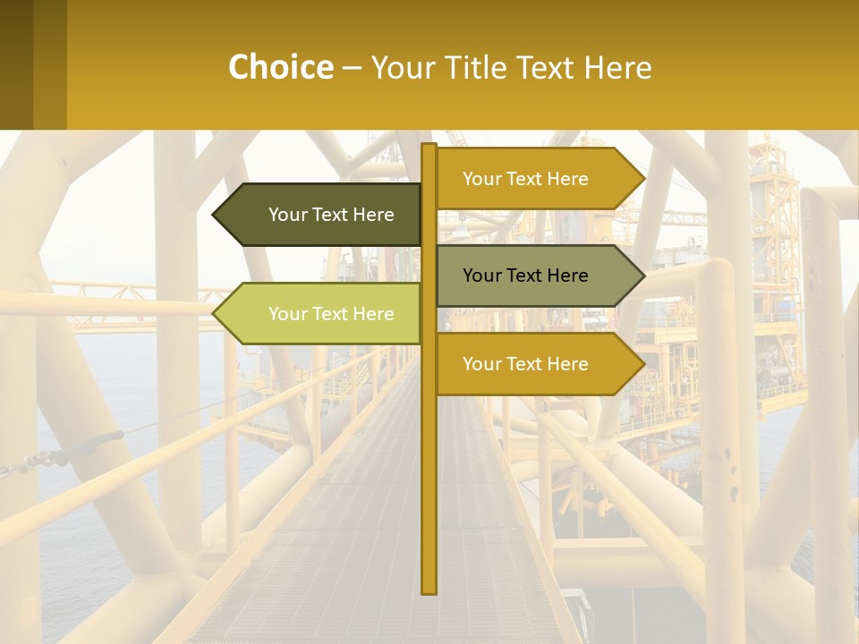 A Man Walking Across A Yellow Bridge Over Water PowerPoint Template