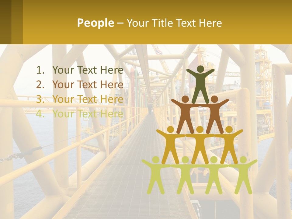 A Man Walking Across A Yellow Bridge Over Water PowerPoint Template