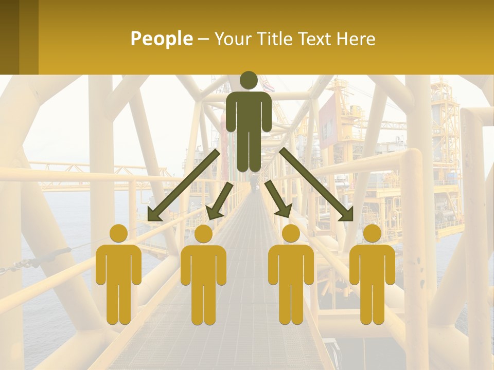 A Man Walking Across A Yellow Bridge Over Water PowerPoint Template