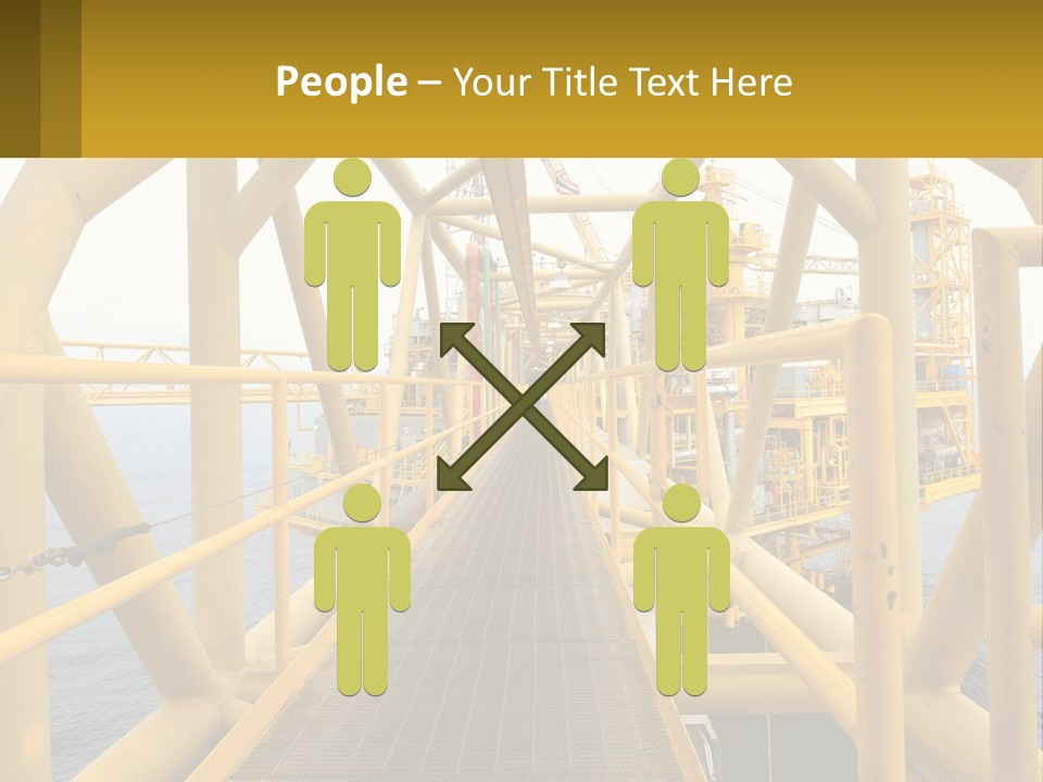 A Man Walking Across A Yellow Bridge Over Water PowerPoint Template