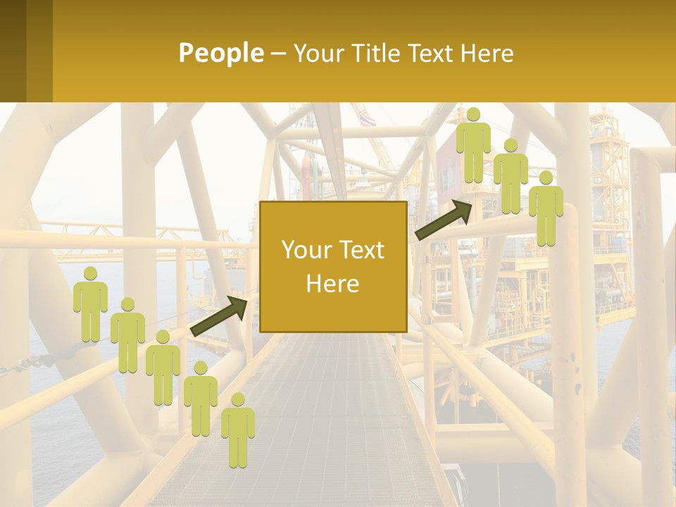 A Man Walking Across A Yellow Bridge Over Water PowerPoint Template