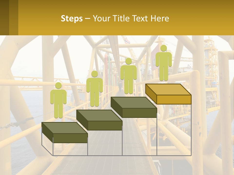 A Man Walking Across A Yellow Bridge Over Water PowerPoint Template