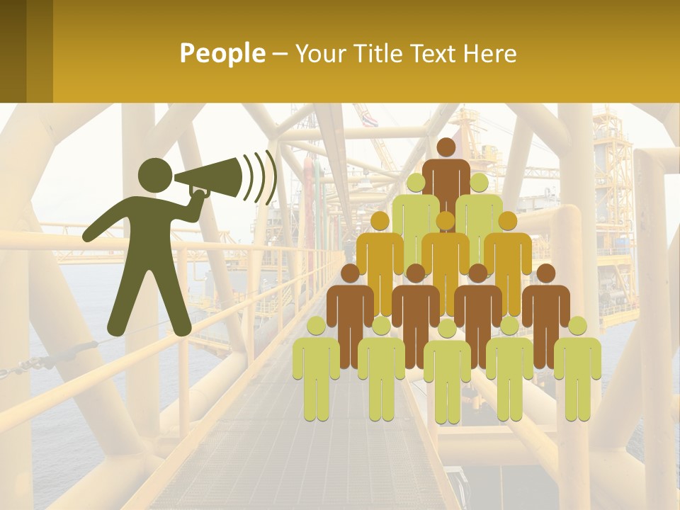 A Man Walking Across A Yellow Bridge Over Water PowerPoint Template