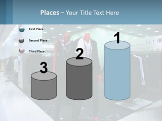 Two Mannequins Dressed In Black And White In A Clothing Store PowerPoint Template