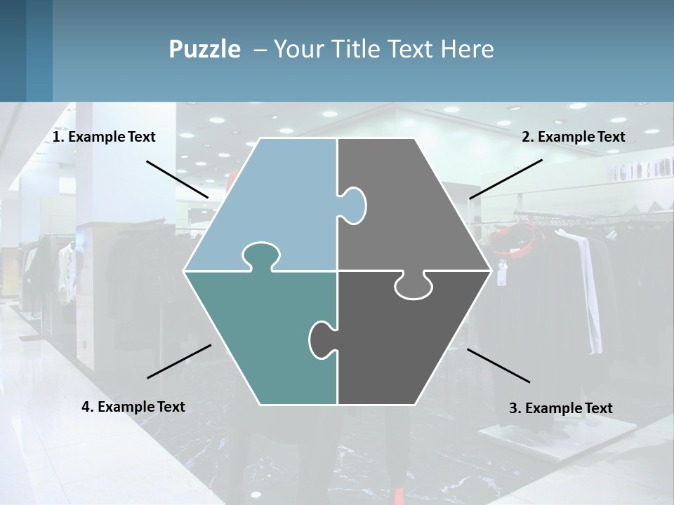Two Mannequins Dressed In Black And White In A Clothing Store PowerPoint Template