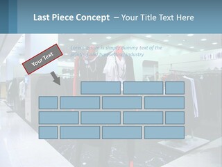 Two Mannequins Dressed In Black And White In A Clothing Store PowerPoint Template