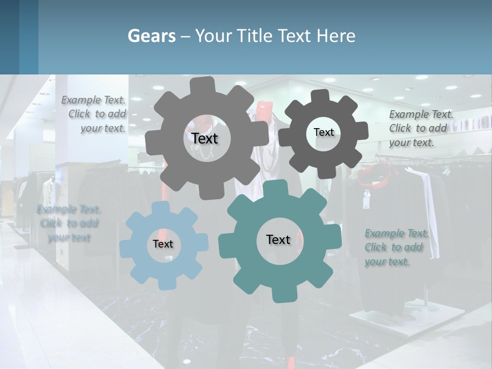 Two Mannequins Dressed In Black And White In A Clothing Store PowerPoint Template