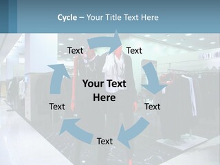 Two Mannequins Dressed In Black And White In A Clothing Store PowerPoint Template