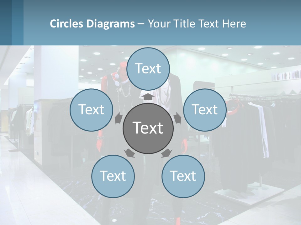 Two Mannequins Dressed In Black And White In A Clothing Store PowerPoint Template