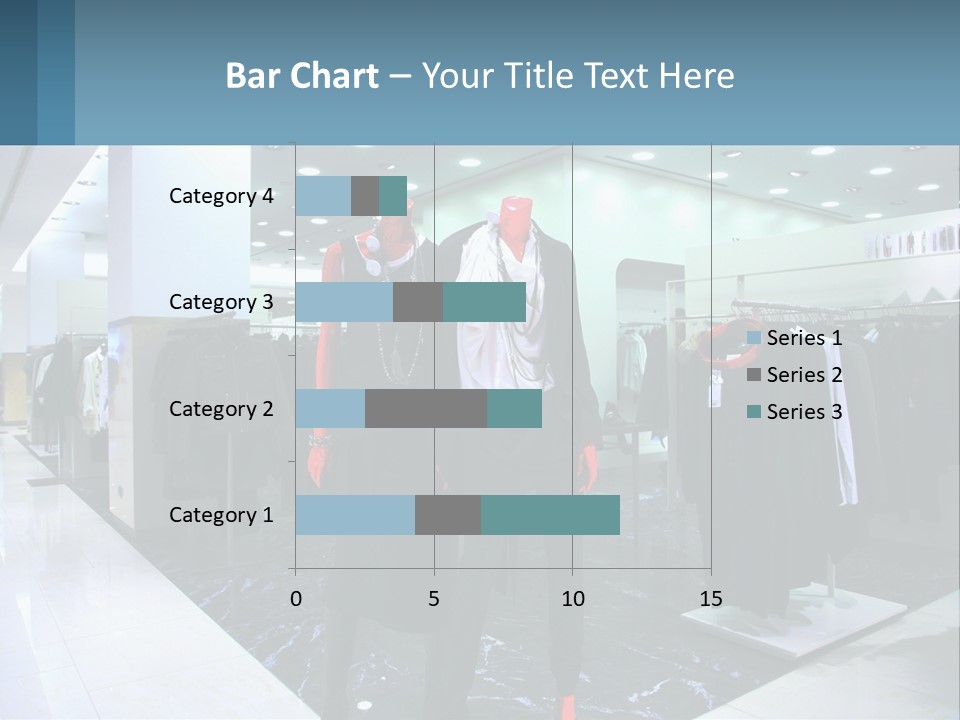 Two Mannequins Dressed In Black And White In A Clothing Store PowerPoint Template