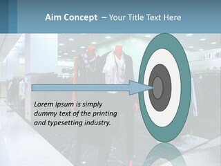 Two Mannequins Dressed In Black And White In A Clothing Store PowerPoint Template