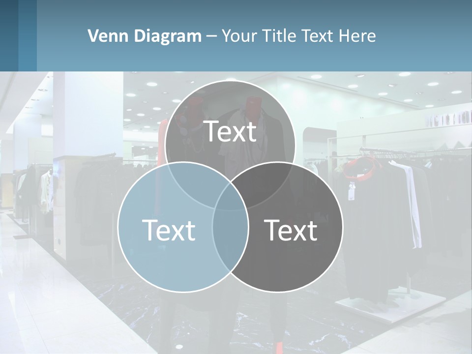 Two Mannequins Dressed In Black And White In A Clothing Store PowerPoint Template