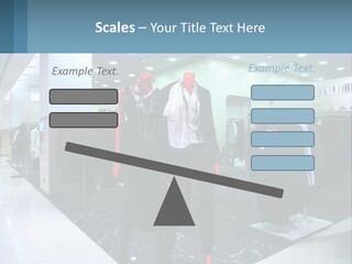 Two Mannequins Dressed In Black And White In A Clothing Store PowerPoint Template