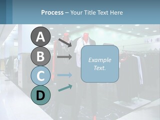 Two Mannequins Dressed In Black And White In A Clothing Store PowerPoint Template