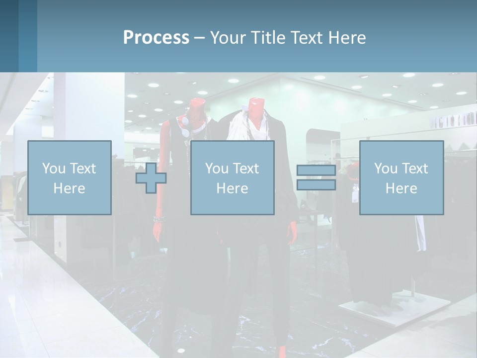 Two Mannequins Dressed In Black And White In A Clothing Store PowerPoint Template