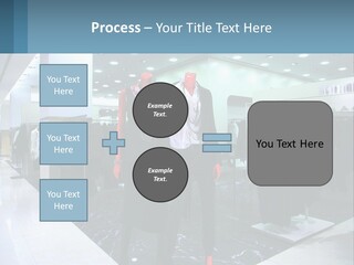Two Mannequins Dressed In Black And White In A Clothing Store PowerPoint Template