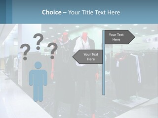 Two Mannequins Dressed In Black And White In A Clothing Store PowerPoint Template