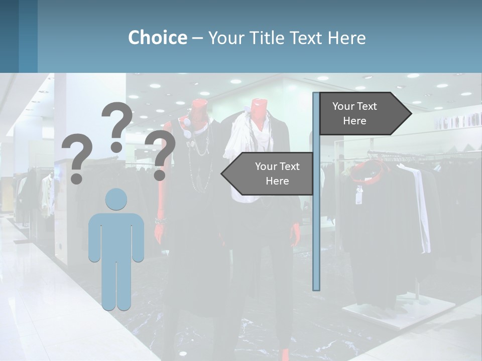 Two Mannequins Dressed In Black And White In A Clothing Store PowerPoint Template