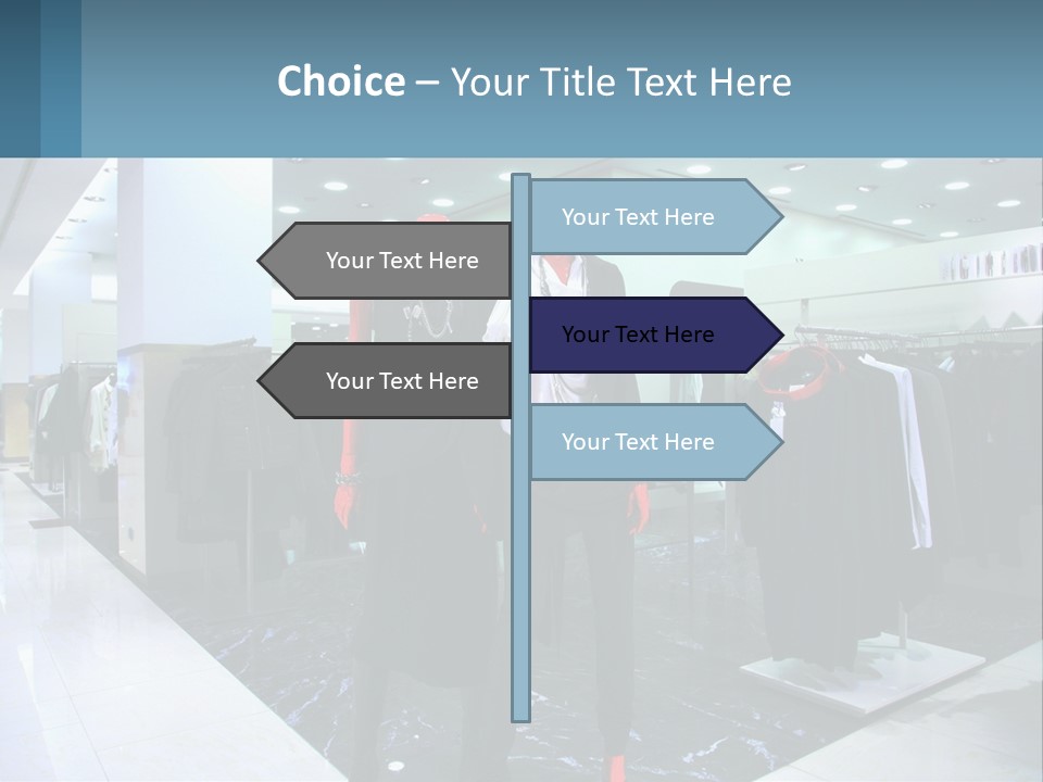 Two Mannequins Dressed In Black And White In A Clothing Store PowerPoint Template
