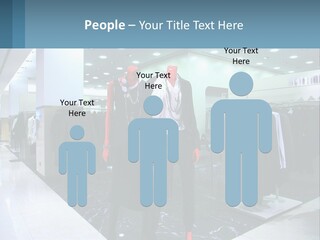 Two Mannequins Dressed In Black And White In A Clothing Store PowerPoint Template