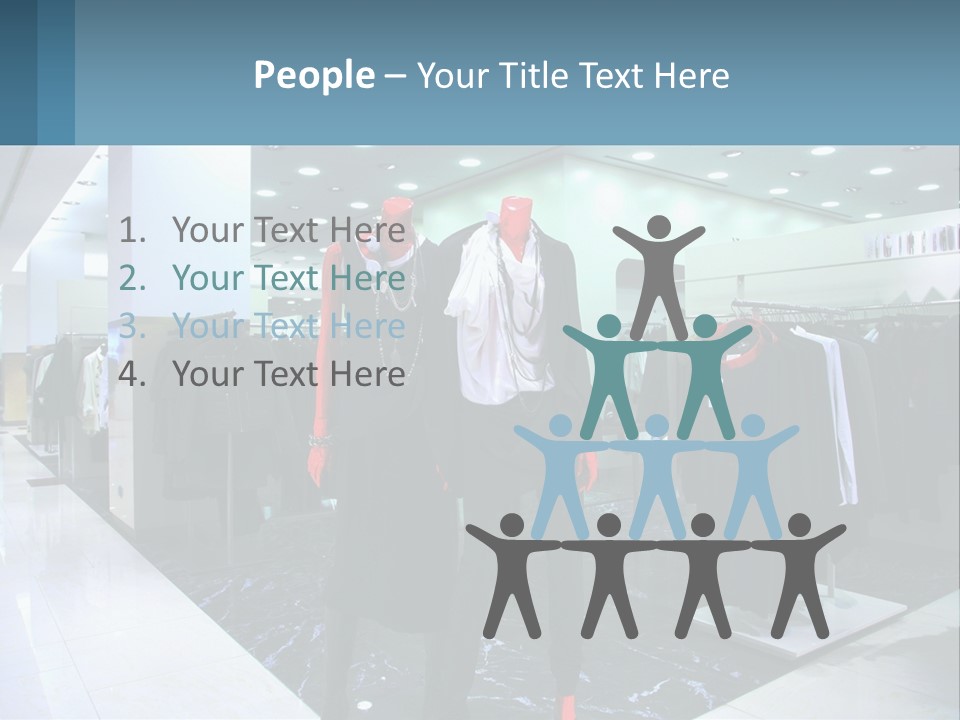 Two Mannequins Dressed In Black And White In A Clothing Store PowerPoint Template