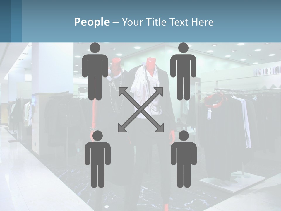 Two Mannequins Dressed In Black And White In A Clothing Store PowerPoint Template