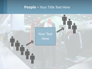 Two Mannequins Dressed In Black And White In A Clothing Store PowerPoint Template