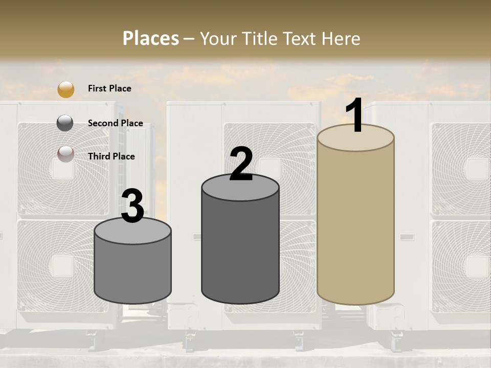 A Group Of Air Conditioners Sitting In Front Of A Cloudy Sky PowerPoint Template