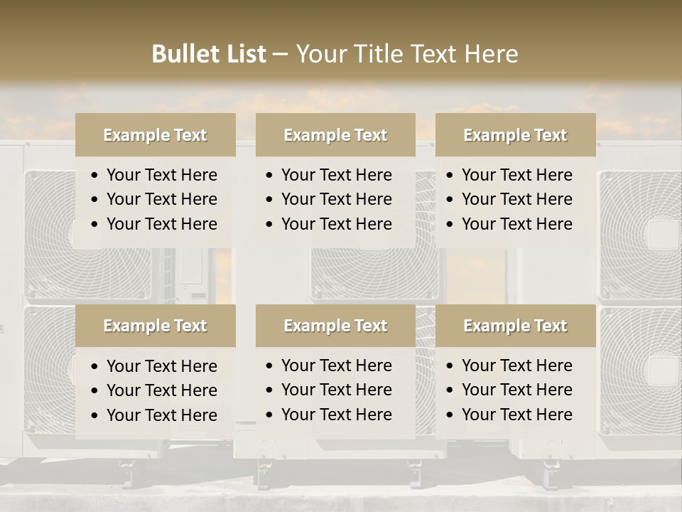 A Group Of Air Conditioners Sitting In Front Of A Cloudy Sky PowerPoint Template