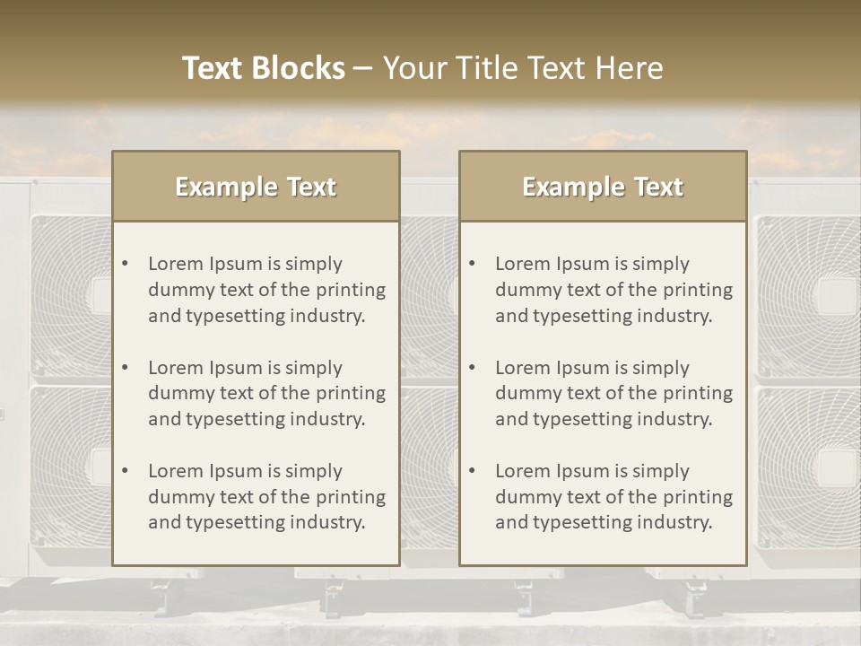 A Group Of Air Conditioners Sitting In Front Of A Cloudy Sky PowerPoint Template