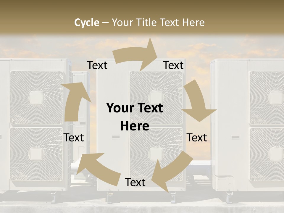 A Group Of Air Conditioners Sitting In Front Of A Cloudy Sky PowerPoint Template