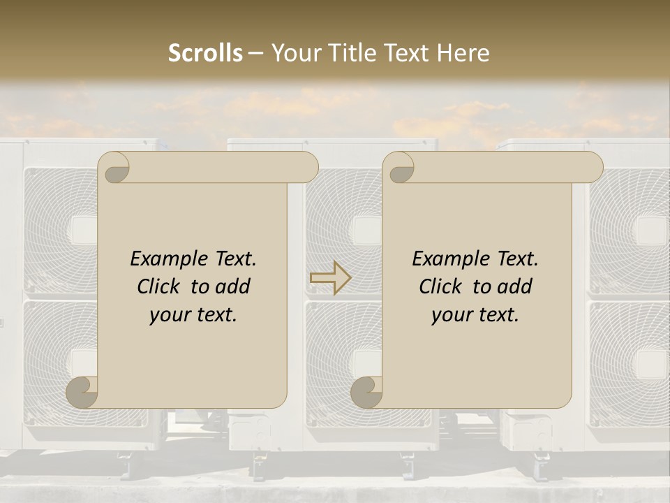 A Group Of Air Conditioners Sitting In Front Of A Cloudy Sky PowerPoint Template