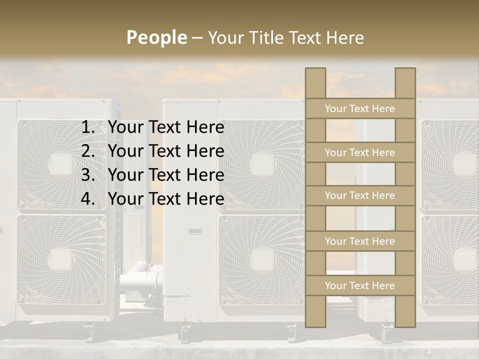 A Group Of Air Conditioners Sitting In Front Of A Cloudy Sky PowerPoint Template