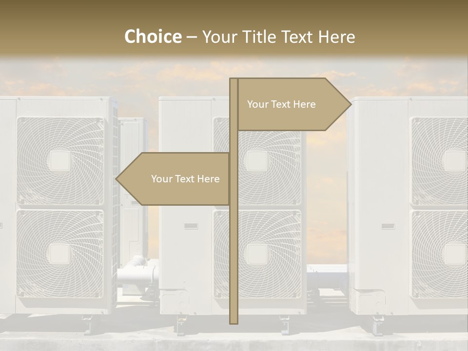 A Group Of Air Conditioners Sitting In Front Of A Cloudy Sky PowerPoint Template