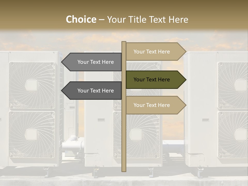 A Group Of Air Conditioners Sitting In Front Of A Cloudy Sky PowerPoint Template