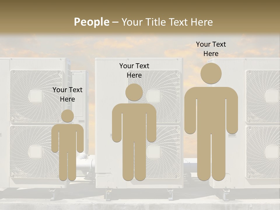 A Group Of Air Conditioners Sitting In Front Of A Cloudy Sky PowerPoint Template