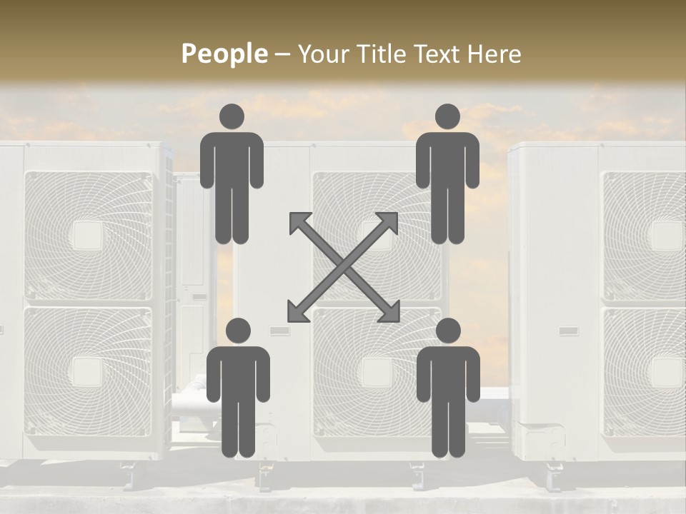A Group Of Air Conditioners Sitting In Front Of A Cloudy Sky PowerPoint Template
